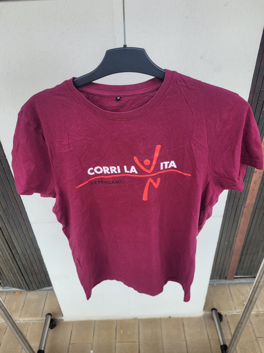 T-shirt Ferragamo Corri La Vita Bordeaux – Tee Vintage Streetwear Taille M