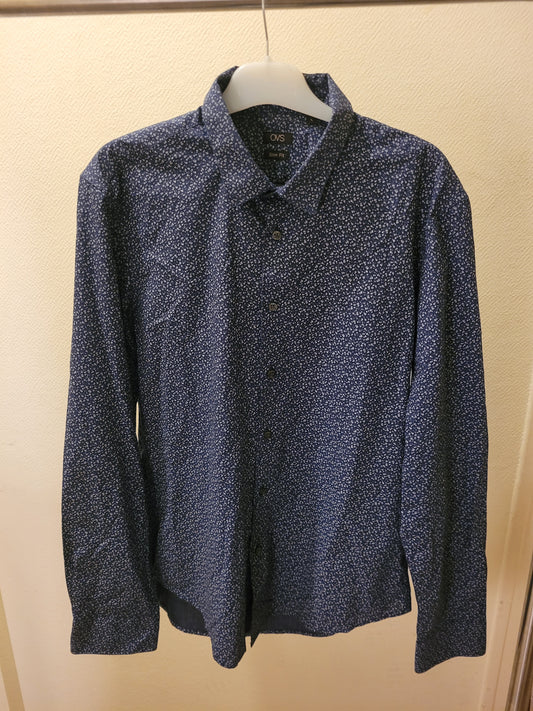 Chemise Homme OVS Slim Fit Bleu Marine à Motifs Floraux – Chemise Chic Manches Longues Taille L