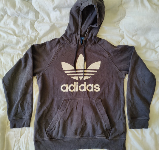 Sweat à Capuche Adidas Originals Trefoil - Noir Délavé - Taille M - Style Vintage