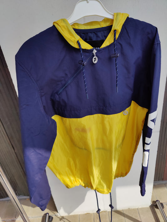 Coupe-Vent Fila Black Line Vintage - Bleu & Jaune - Taille M - Excellent État