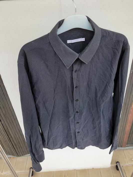 Chemise Homme Noire Motifs Blancs Full Parade XL – Chemise Chic Casual Old Money