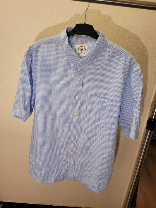 Chemise Vintage Bleu Ciel à Carreaux Homme – Coupe Oversize 2XL – Style Casual Old Money
