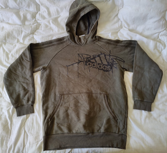 Hoodie Adidas Vintage Kaki – Sweat à Capuche Garçon 14-16 ans (164-170 cm) – Graphic Graffiti – Seconde Main
