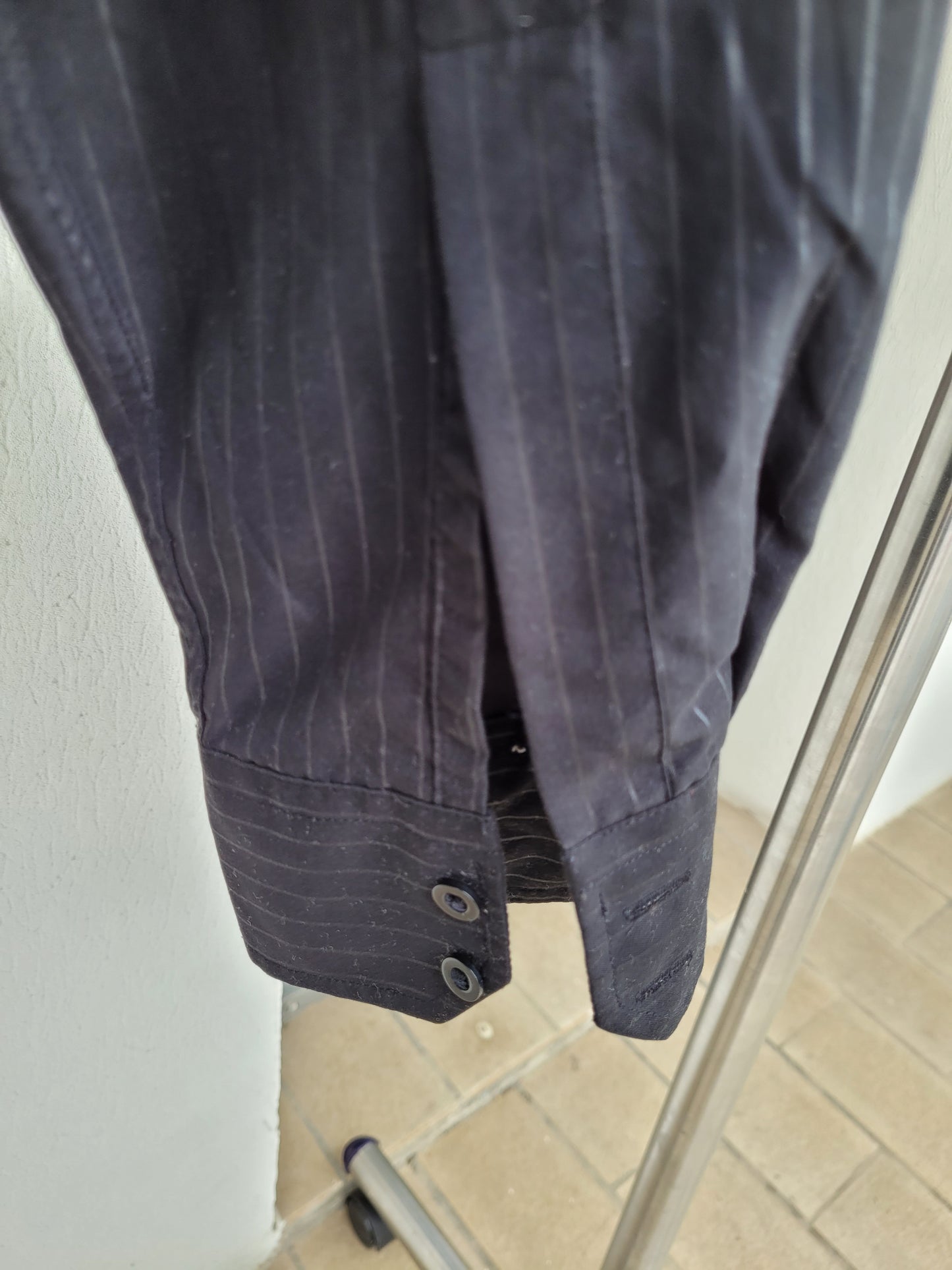 Chemise Noire Rayures Homme Take A Look 41/42 – Style Mafia Chic Y2K