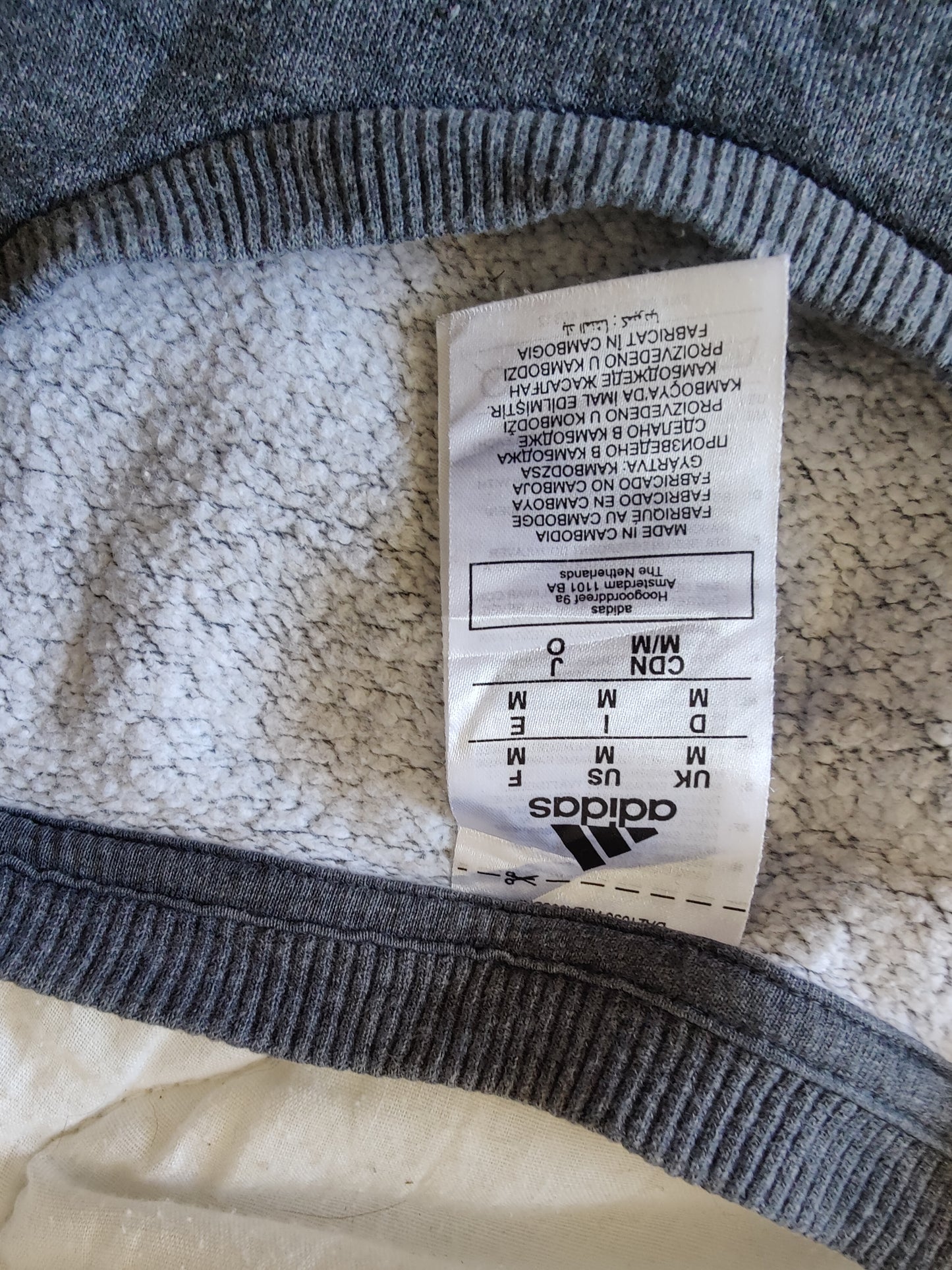 Sweat Adidas 3-Bandes - Gris Anthracite Chiné - Taille M - État Satisfaisant