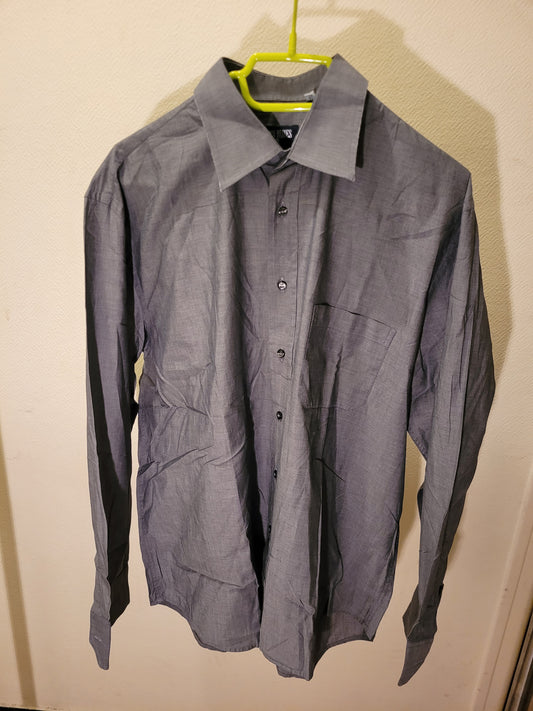 Chemise Homme Grise 100% Coton Style Luxe Old Money Business Casual Élégante Taille 43 / 17 ETON BLUES