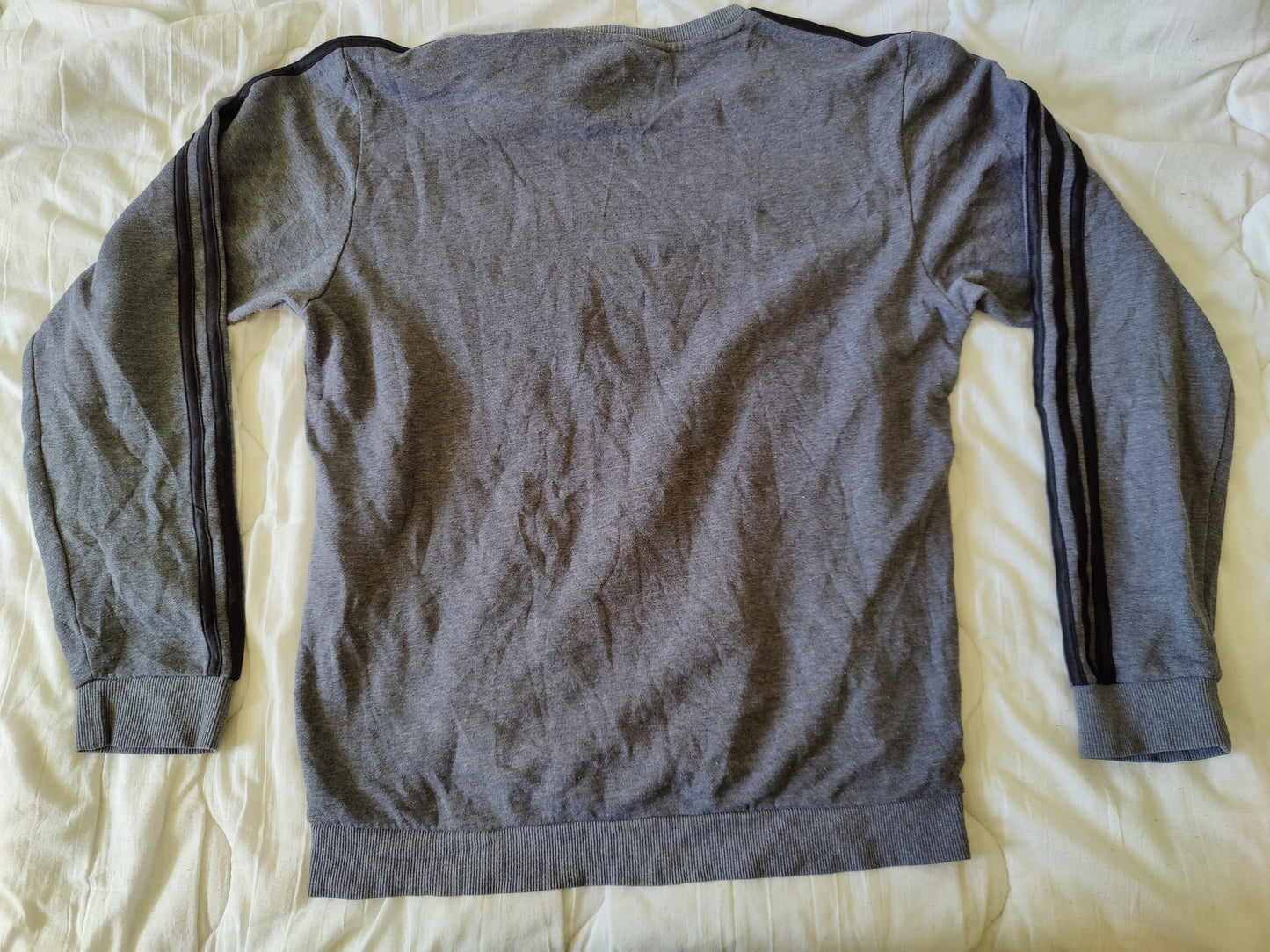Sweat Adidas 3-Bandes - Gris Anthracite Chiné - Taille M - État Satisfaisant