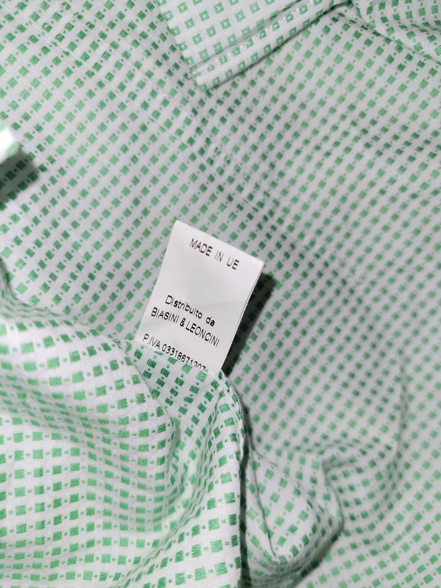 Chemise Homme Luxe Italienne Verte Blanche Motifs Carreaux Milano Élégante Chic Habillée Taille 40 15½