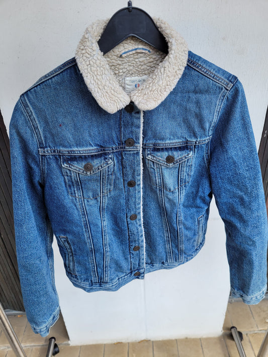 Veste en Jean Teddy Smith Blumindale Sherpa Vintage - Doublure Moumoute - Taille M - Très Bon État