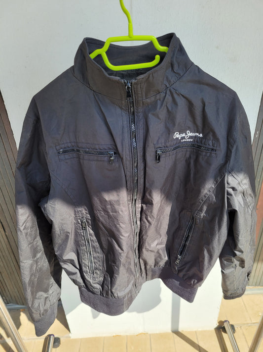 Veste homme Pepe Jeans London zippée grise coupe-vent | Doublure carreaux | Taille L | Bon état
