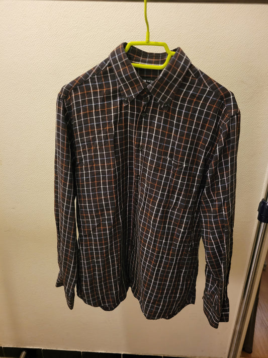 Chemise Flanelle Carreaux Homme Vintage Noir Marron Taille L – Chemise Streetwear Grunge Y2K Oversize
