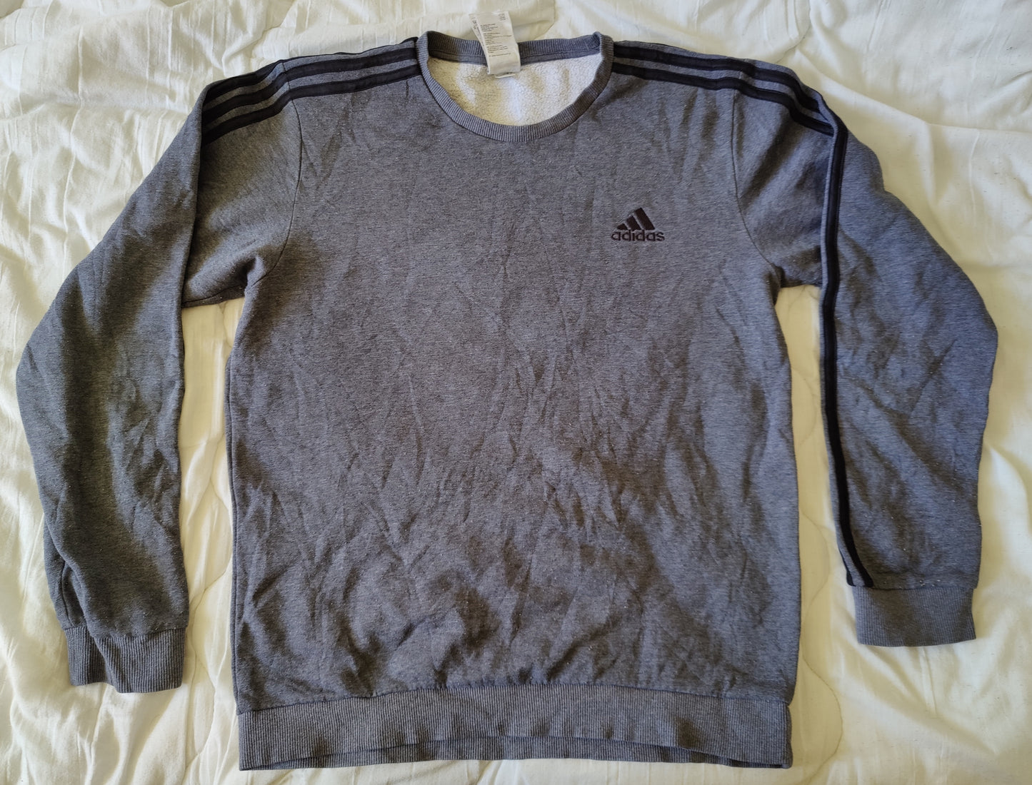 Sweat Adidas 3-Bandes - Gris Anthracite Chiné - Taille M - État Satisfaisant