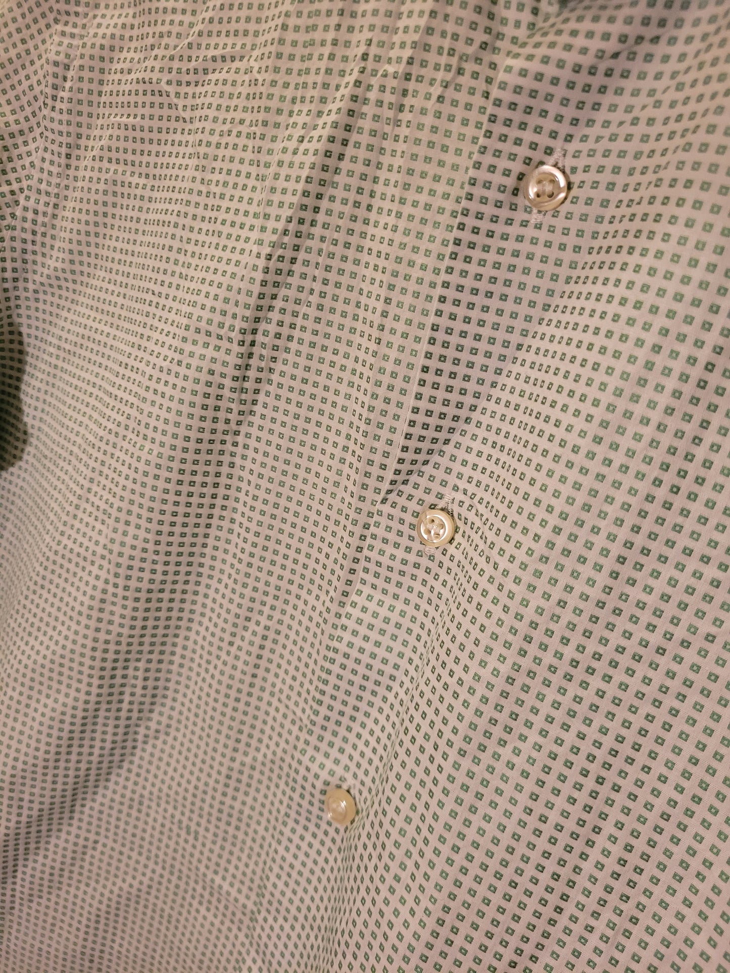 Chemise Homme Luxe Italienne Verte Blanche Motifs Carreaux Milano Élégante Chic Habillée Taille 40 15½