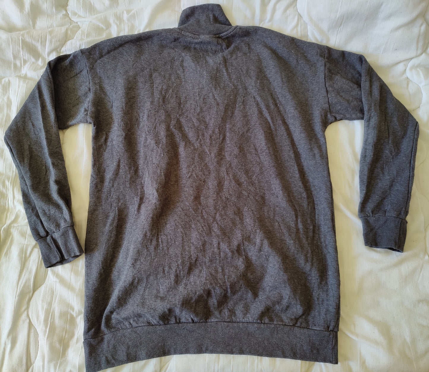 Sweat Adidas Gris Col Zippé – Pull 1/4 Zip Homme Taille M (40-42) – Logo Rose Brodé – Seconde Main