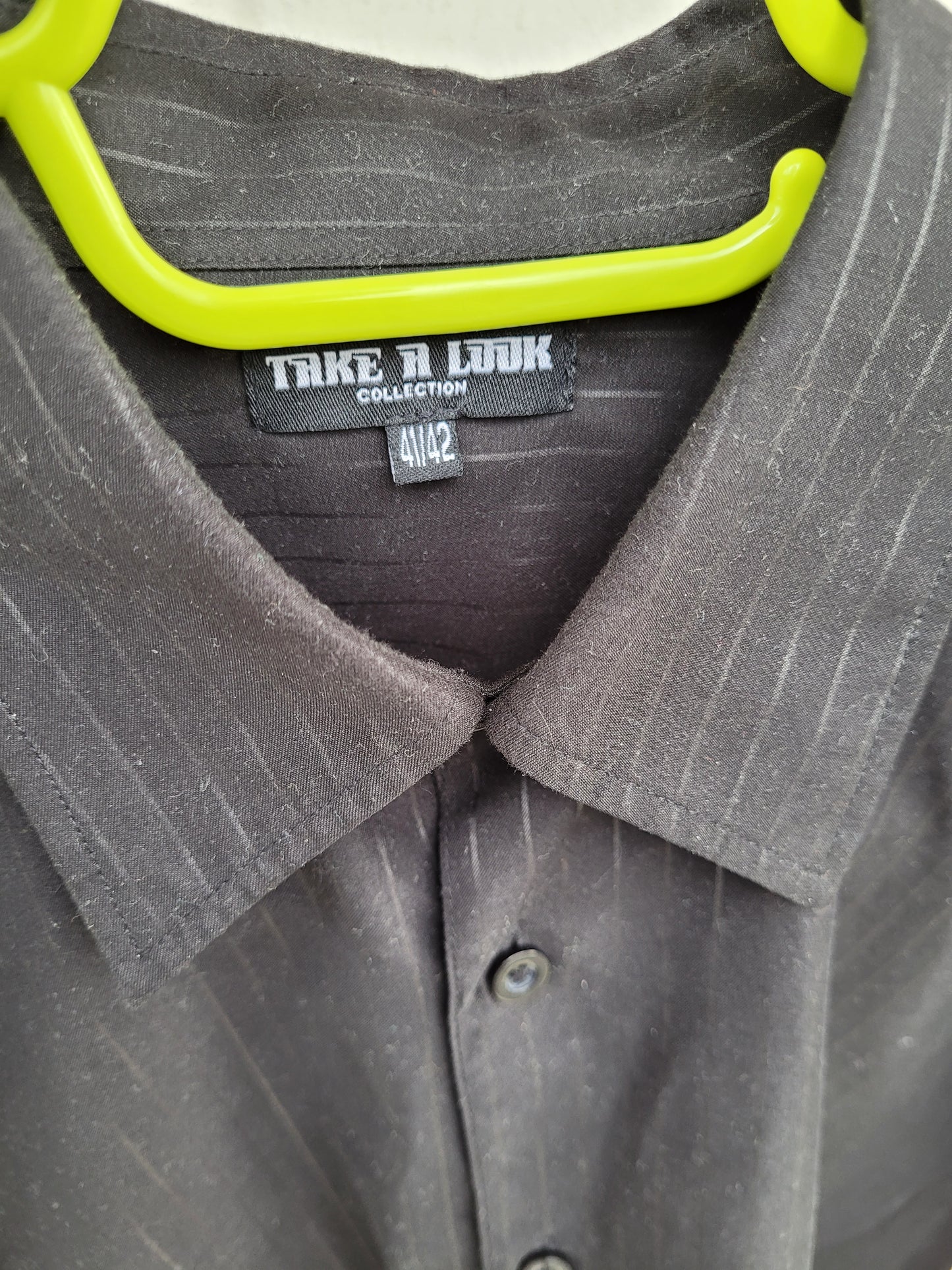 Chemise Noire Rayures Homme Take A Look 41/42 – Style Mafia Chic Y2K