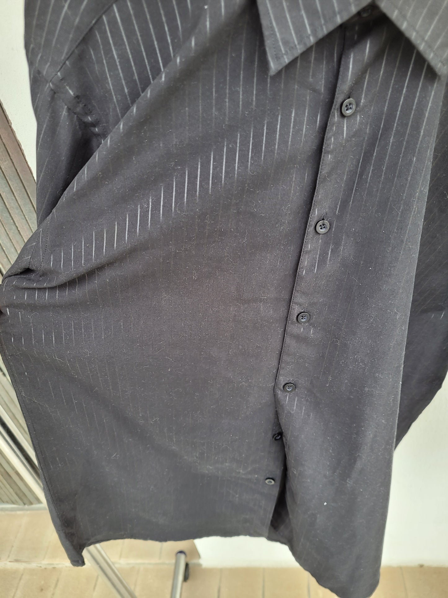 Chemise Noire Rayures Homme Take A Look 41/42 – Style Mafia Chic Y2K