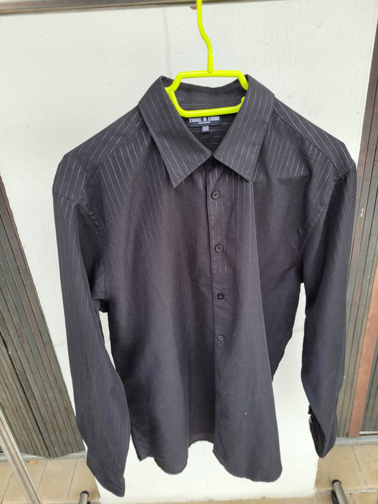 Chemise Noire Rayures Homme Take A Look 41/42 – Style Mafia Chic Y2K